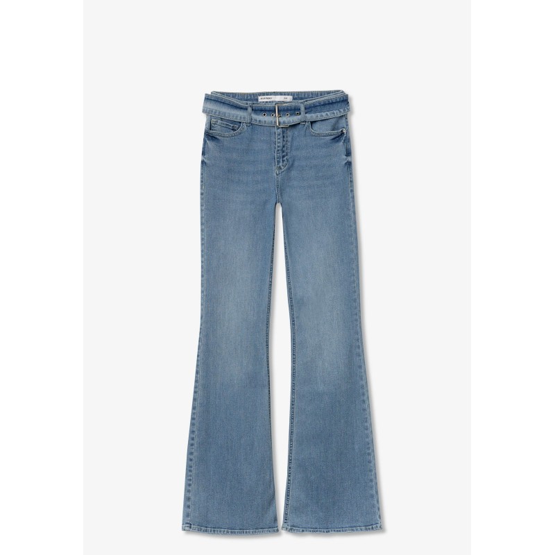Jeans zampa Tiffosi donna con cintura in denim – Stile flare contemporaneo-4passiboutique