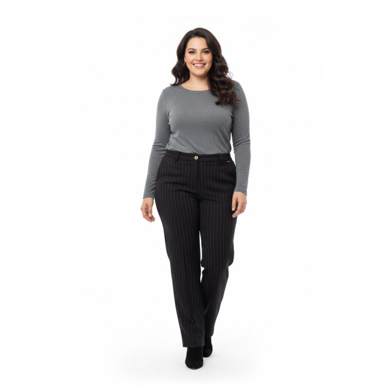 Pantalone Palazzo Gessato Donna Lizalù – Eleganza Contemporanea Made in Italy | 4 Passi Boutique-4passiboutique