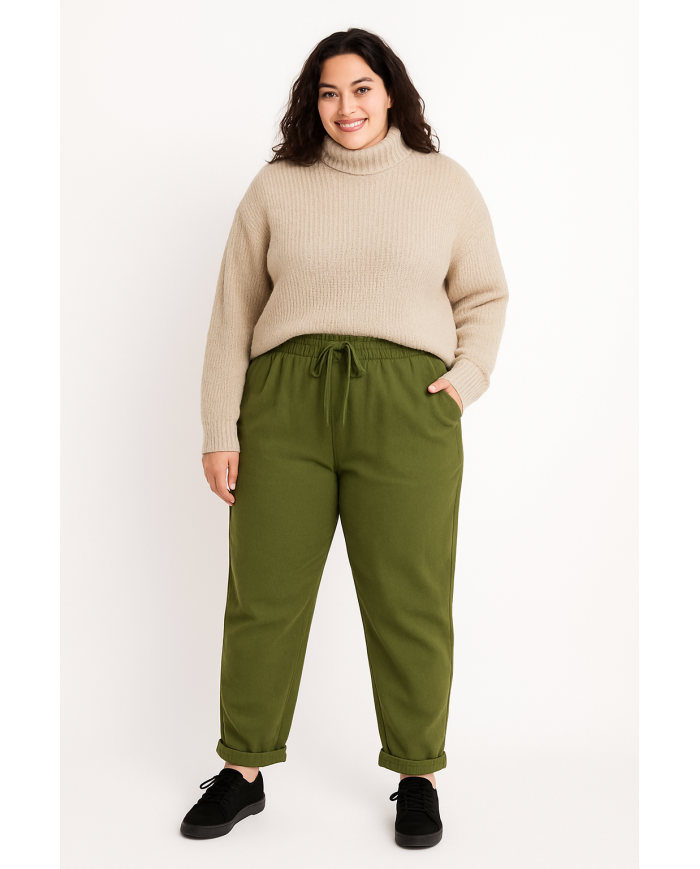 Pantalone Lizalù Donna Oliva – Comfort e Stile Made in Italy | 4 Passi Boutique-4passiboutique