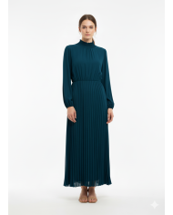 Abito plissettato color ottanio Akè – Eleganza fluida e contemporanea