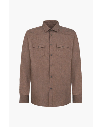 Camicia Uomo Sorbino Regular Fit in Cotone – Colore Fango | 4 Passi Boutique-4passiboutique