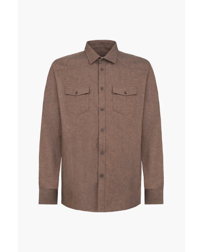 Camicia Uomo Sorbino Regular Fit in Cotone – Colore Fango | 4 Passi Boutique-4passiboutique