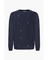 Maglione Girocollo Sorbino con Trama – Blu Navy Elegante e Versatile