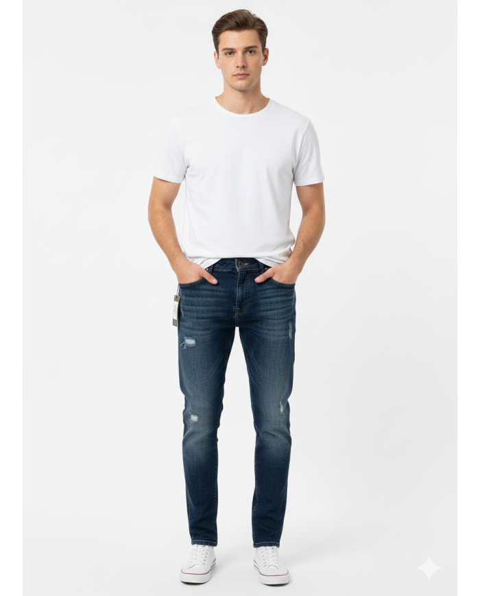 Jeans Slim Fit Sorbino Effetto Strappato – Stile Urbano e Comfort Contemporaneo-4passiboutique