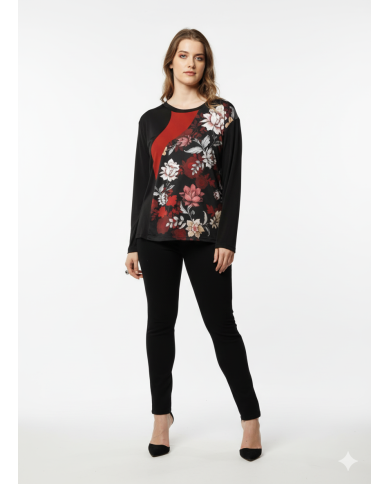 Maglia Lizalù nera con trama floreale – eleganza e comfort in un solo capo-4passiboutique
