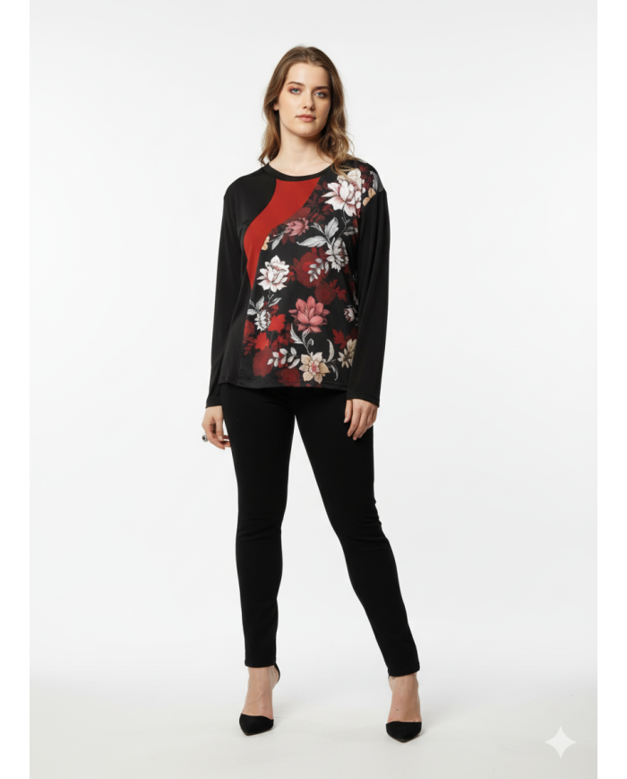 Maglia Lizalù nera con trama floreale – eleganza e comfort in un solo capo-4passiboutique