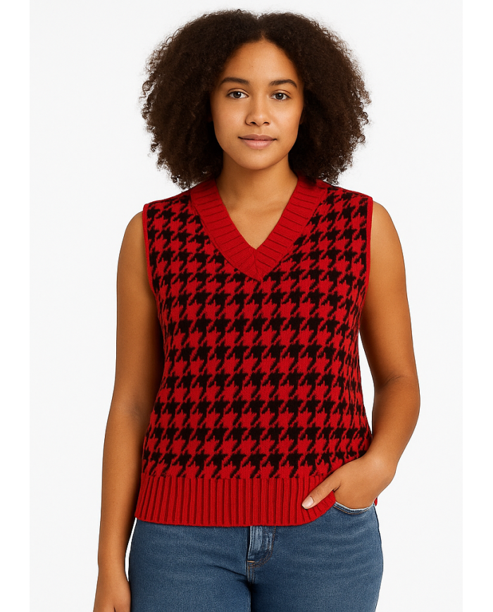 Gilet Pied-de-Poule Akè – Stile senza tempo e comfort moderno | 4 Passi Boutique