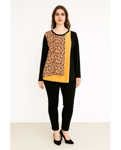 Maglia donna Lizalù color nero e curry – Stile e comfort contemporaneo | 4 Passi Boutique