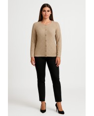 Cardigan in lurex beige/oro Lizalù donna – Eleganza luminosa e comfort quotidiano | 4 Passi Boutique