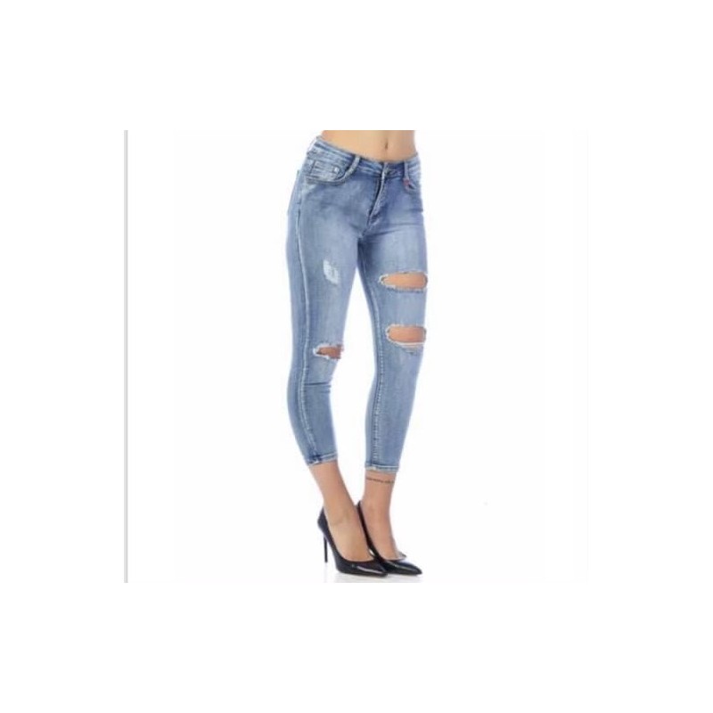 Jeans Skinny Strappato Akè – Stile Urbano e Comfort Elasticizzato-4passiboutique