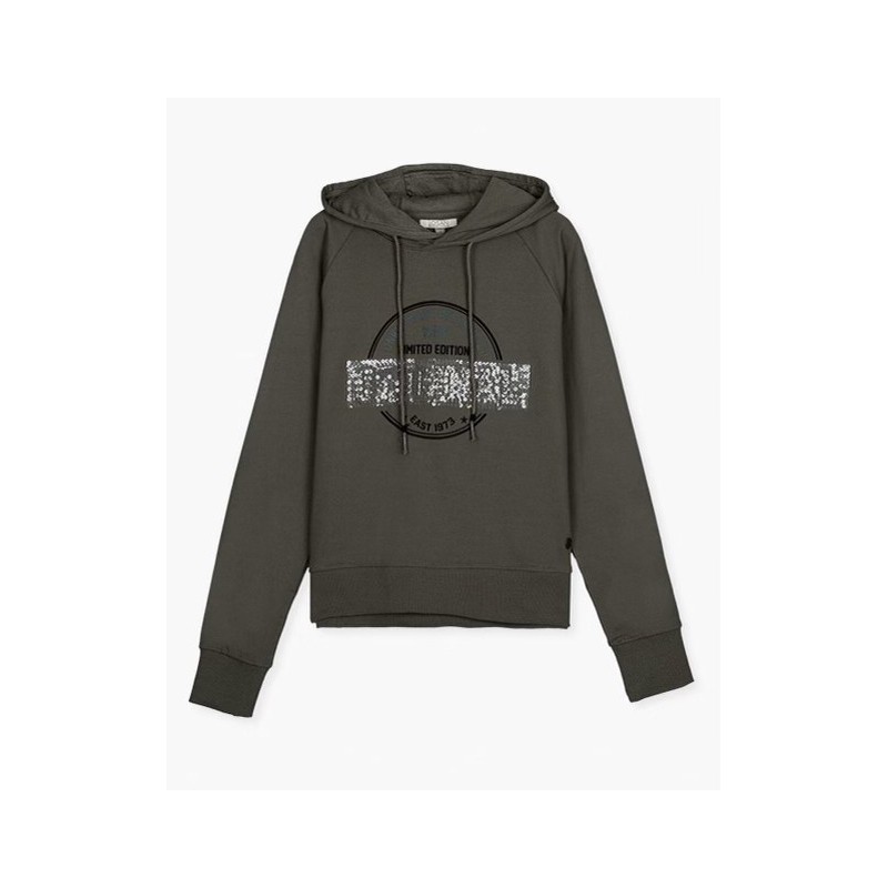 Felpa Losan Donna con Cappuccio e Dettagli Paillette – Stile Casual e Comfort 100% Cotone-4passiboutique