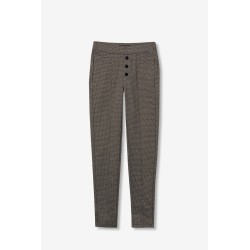 Pantalone Donna Slim Fit Principe di Galles con Bottoni Frontali | 4 Passi Boutique-4passiboutique